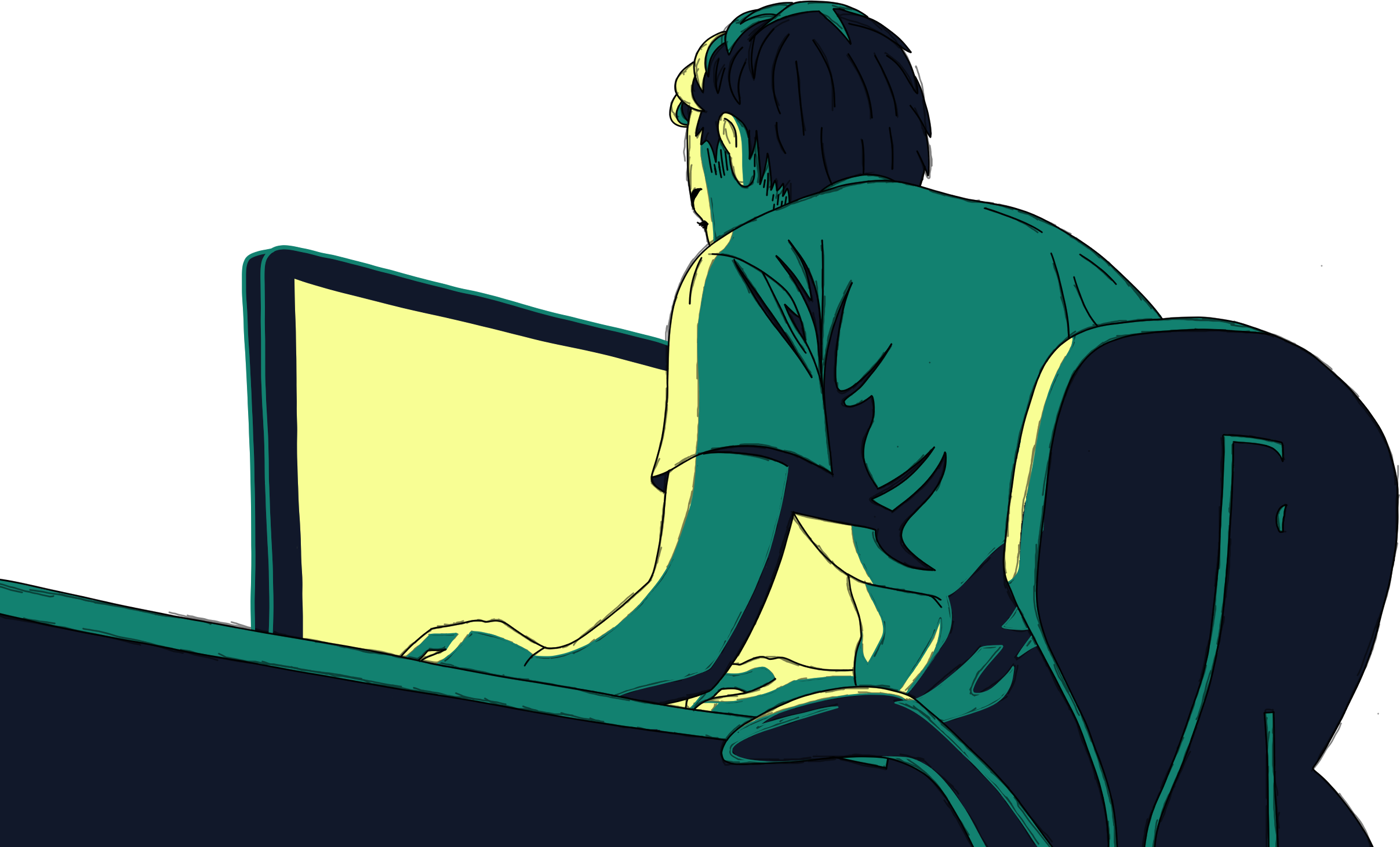 Illustration of Anthony creating something on the Computer